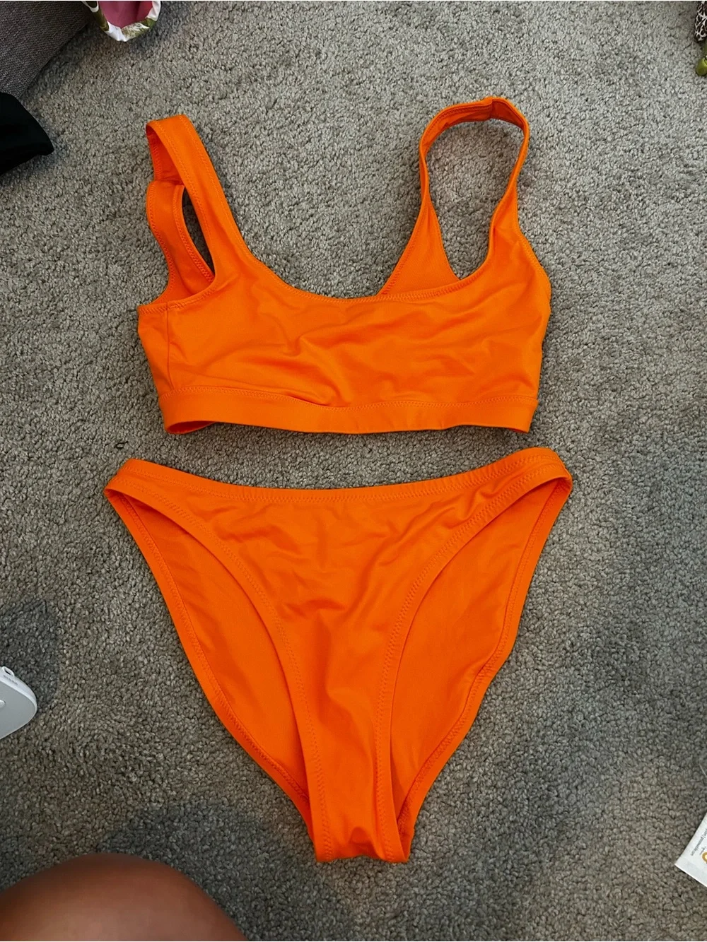 SKIMS Orange Scoop Bikini Top and High-Cut Bottoms